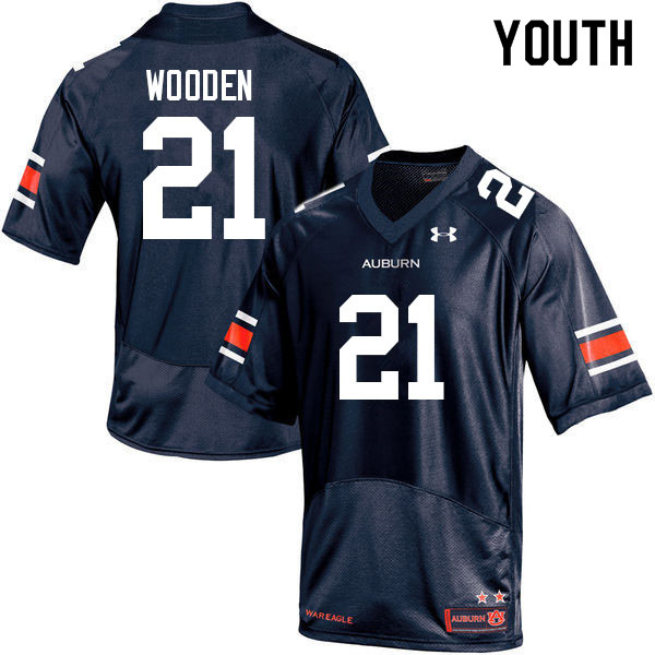 Youth Auburn Tigers #21 Caleb Wooden Navy 2022 College Stitched Football Jersey